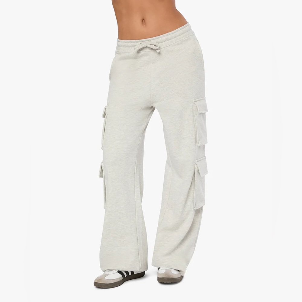 WeWoreWhat Women's Grey Cargo Wide Leg Baggy Sweatpants